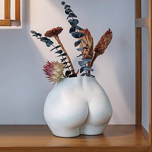 FROZZUR Body Plant Pot Butt Vase, Female Body Flower Pots with Drainage Holes, Resin Flower Planter Modern, Modern Design Boho Form Pieces, Artificial Faux Potted Flower for Home Decor Indoor Outdoor