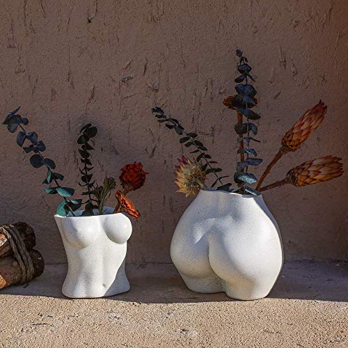 FROZZUR Body Plant Pot Butt Vase, Female Body Flower Pots with Drainage Holes, Resin Flower Planter Modern, Modern Design Boho Form Pieces, Artificial Faux Potted Flower for Home Decor Indoor Outdoor