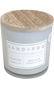 sand + fog tahitian vanilla scented candle, large triple wick, 25 oz (white)
