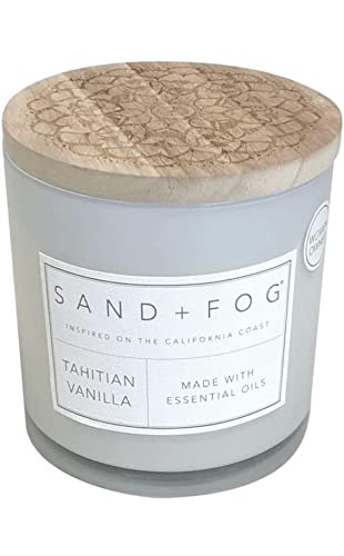 Sand + Fog Tahitian Vanilla Scented Candle, Large Triple Wick, 25 Oz (White)