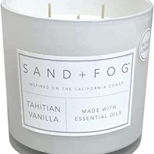 Sand + Fog Tahitian Vanilla Scented Candle, Large Triple Wick, 25 Oz (White)