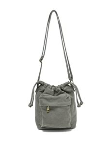 jeelow small canvas tote handbag mini crossbody cellphone bag purses with adjustable strap & zipper (small grey)