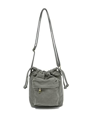 Jeelow Small Canvas Tote Handbag Mini Crossbody Cellphone Bag Purses With Adjustable Strap & Zipper (Small Grey)