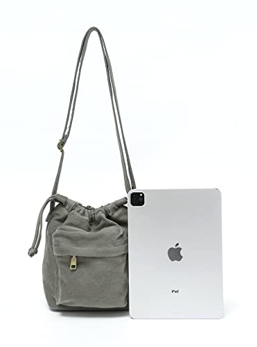 Jeelow Small Canvas Tote Handbag Mini Crossbody Cellphone Bag Purses With Adjustable Strap & Zipper (Small Grey)