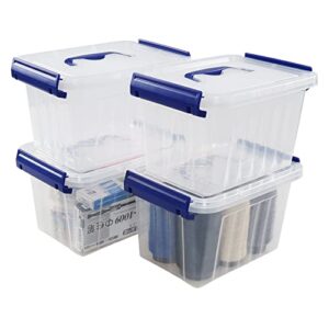 dehouse 4-pack 3 l plastic mini storage latch box, clear