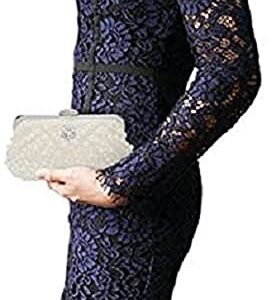 LIFEWISH Womens Pearl Evening bag Cascading Bead Rhinestone Fancy clutch purses