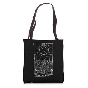 the moon tarot card vintage tote bag