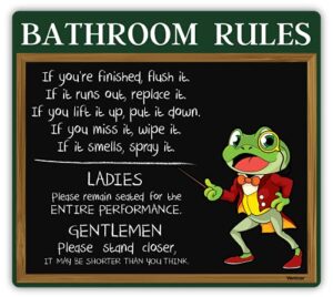 venicor frog bathroom decor sign – 12 x 13 inches – aluminum – cute frog gifts for frog lovers women – frog tank room decorations accessories stuff