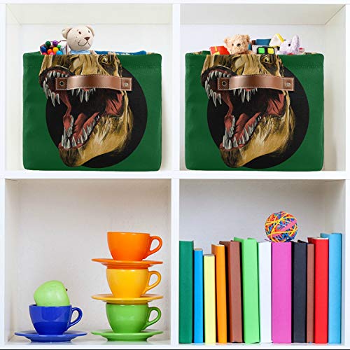 Storage Basket Funny Animal Dinosaur Storage Cube Box Durable Canvas Collapsible Toy Basket Organizer Bin with Handles for Shelf Closet Bedroom Home Office