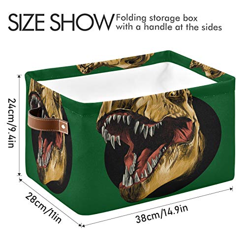 Storage Basket Funny Animal Dinosaur Storage Cube Box Durable Canvas Collapsible Toy Basket Organizer Bin with Handles for Shelf Closet Bedroom Home Office