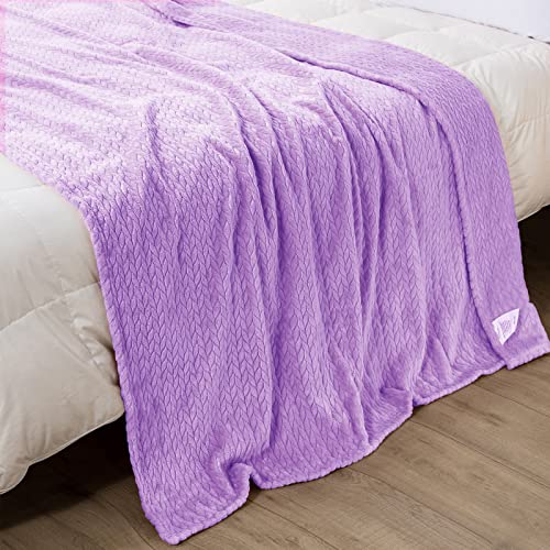 Whale Flotilla Fleece Throw Blanket for Couch with Plush Decorative Pattern, Soft Fluffy Throw Blanket for Sofa, Cozy and Lightweight, Lilac, 50x70 Inch