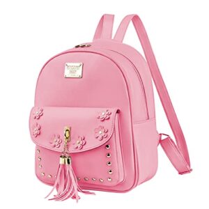 volganik rock girls cute tassel mini backpack purse kawaii leather small daypack for teens gift ideas school bag