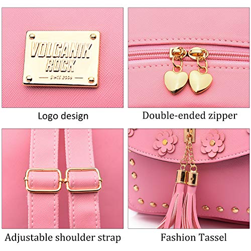 VOLGANIK ROCK Girls Cute Tassel Mini Backpack Purse kawaii Leather Small Daypack for Teens Gift Ideas School Bag