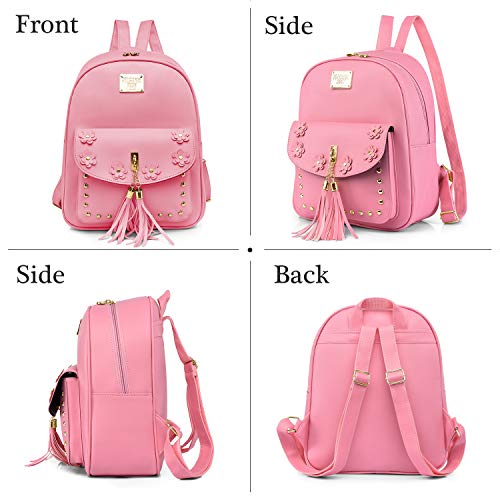 VOLGANIK ROCK Girls Cute Tassel Mini Backpack Purse kawaii Leather Small Daypack for Teens Gift Ideas School Bag