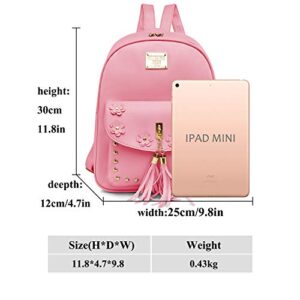 VOLGANIK ROCK Girls Cute Tassel Mini Backpack Purse kawaii Leather Small Daypack for Teens Gift Ideas School Bag