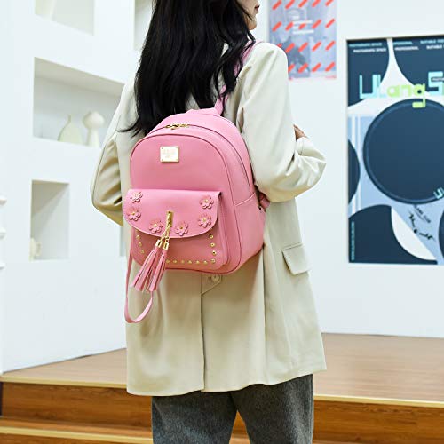 VOLGANIK ROCK Girls Cute Tassel Mini Backpack Purse kawaii Leather Small Daypack for Teens Gift Ideas School Bag