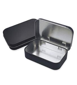 small metal tin box lid – 2 pcs black box with hinged, mini small empty container, portable case for soap, mint, cookie