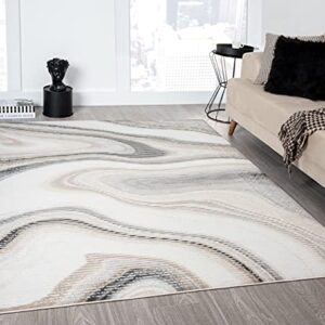 VCNY Home Charisma | Myron Collection | Abstract Marble Soft Low Pile Indoor Area Rug, 8' x 10', Cream