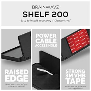 BRAINWAVZ Screwless Extra Wide Floating Shelf Mount for Security Cameras Baby Monitors Speakers Plants Toys & More, Universal Holder Strong Adhesive Easy to Install, 6.7” x 4.1 (SHELF200-Black)