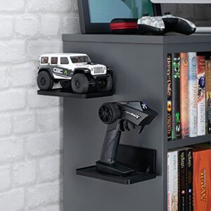 BRAINWAVZ Screwless Extra Wide Floating Shelf Mount for Security Cameras Baby Monitors Speakers Plants Toys & More, Universal Holder Strong Adhesive Easy to Install, 6.7” x 4.1 (SHELF200-Black)