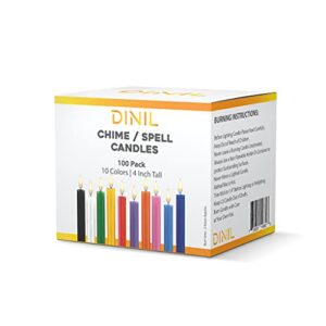 Dinil - Spell & Chime Candles – Premium Mini Taper Candles for Rituals, Prayer, Birthdays, Meditation, Altar, Spells, Chime Candles ( 100, 10 Assorted Colors )