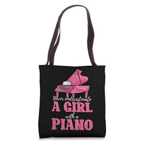 pianist girls gift classical music instrument piano tote bag