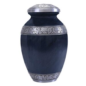 gsm brands cremation urn holds adult human ashes (extra large capacity up to 300 lbs) – handcrafted funeral memorial with striking blue design (12 inch height x 7.75 inch width)
