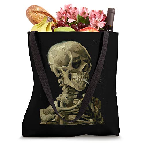 Vincent Van Gogh Skull With Cigarette Skeleton anti-smoking Tote Bag