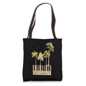music theory keys trees piano composer vintage tote bag