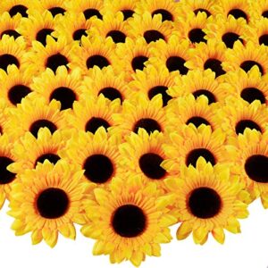 whonline 60pcs 3.9inch sunflowers artificial flowers, sunflower decor, fake silk sunflower heads for crafts christmas tree garland birthday home party decorations