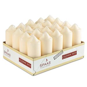 spaas ivory pillar candles – 20 pack | 1.5×4 inch bulk pillar candles, dripless dinner candles | unscented pillar candles for home décor, memorial, vigil, parties, wedding, decorative lantern