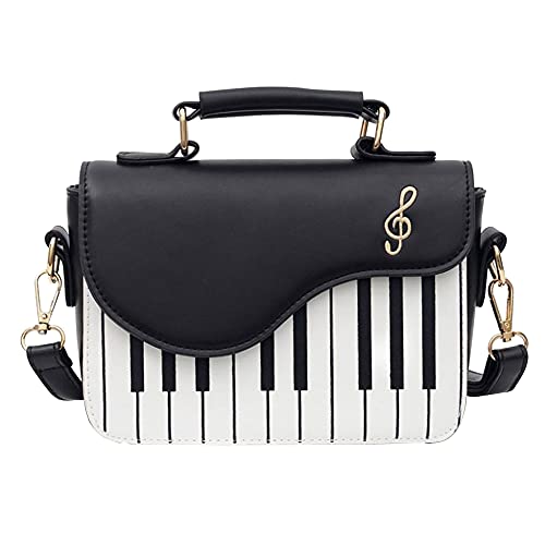 Women's Piano Shape Crossbody Bag Punk Style Top Handle Purses Handbag Satchel Bag