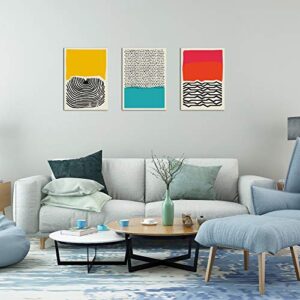 Modern Abstract Art Prints Yellow Red and Blue Canvas Poster Canvas Wall Art Paintings for Living Room Wall Artworks (Geometry, 12x16inchx3)