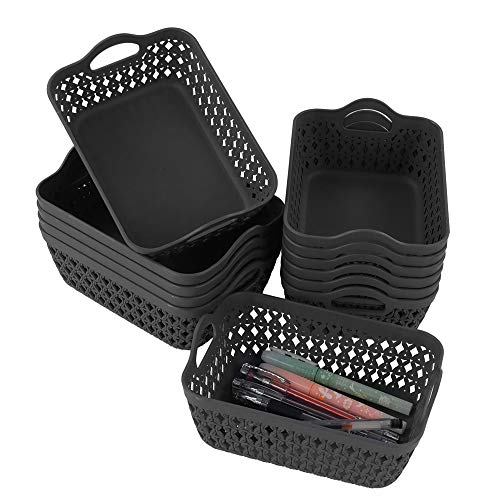 Zerdyne 12-Pack Mini Plastic Storage Baskets Trays, Grey