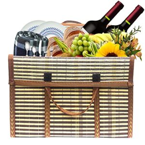 picnic basket empty for 2 ＆ 4 foldable,easter basket storage of plastic easter eggs and easter candy with handle lid.(large)
