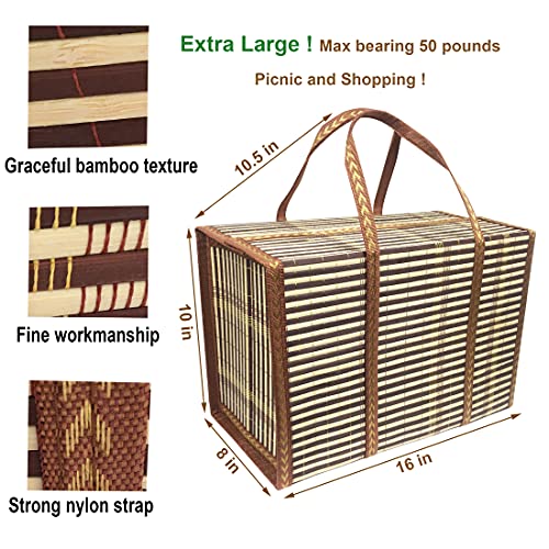 Picnic Basket Empty for 2 ＆ 4 Foldable,Easter Basket Storage of Plastic Easter Eggs and Easter Candy with Handle Lid.(Large)