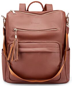 oyifan womens leather backpack purse bookbag purse anti-theft travel backpack convertible handbag