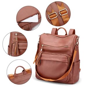 Oyifan Womens Leather Backpack Purse Bookbag Purse Anti-theft Travel Backpack Convertible Handbag