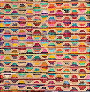 Unique Loom Chindi Trellis Collection Southwestern, Geometric, Modern, Bright Colors Area Rug (5' 0 x 8' 0 Rectangular, Multi/Beige)