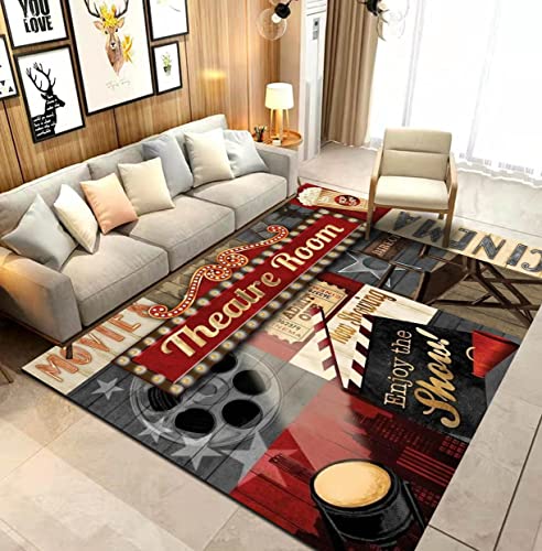 Home Theatre Ticket One Movie Area Rugs Floor Carpet Comfort Rug Welcome Doormat Door Mats Decorator for Front Door Living Room Kitchen Bedroom Garden 4'x5'