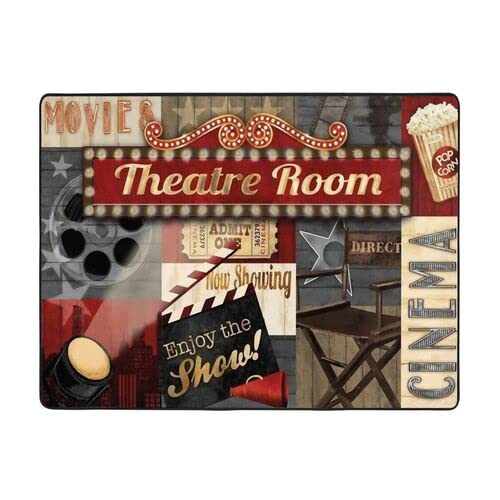 Home Theatre Ticket One Movie Area Rugs Floor Carpet Comfort Rug Welcome Doormat Door Mats Decorator for Front Door Living Room Kitchen Bedroom Garden 4'x5'