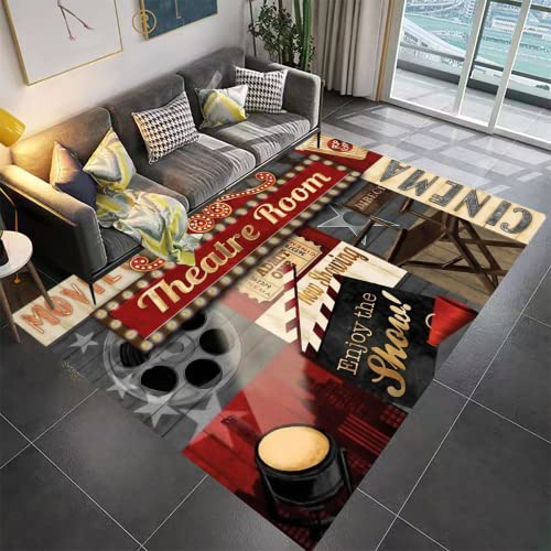 Home Theatre Ticket One Movie Area Rugs Floor Carpet Comfort Rug Welcome Doormat Door Mats Decorator for Front Door Living Room Kitchen Bedroom Garden 4'x5'