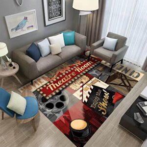 Home Theatre Ticket One Movie Area Rugs Floor Carpet Comfort Rug Welcome Doormat Door Mats Decorator for Front Door Living Room Kitchen Bedroom Garden 4'x5'