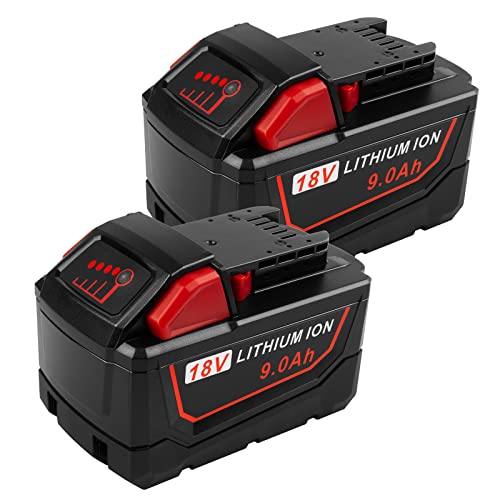 [2Pack] High Output 9.0Ah 18V M18 Lithium ion Battery for Milwaukee M18B Xc 48-11-1850 48-11-1815 48-11-1820 48-11-1852 48-11-1828 48-11-1822 48-11-1811 48-11-1840 48-11-1860 48-11-10