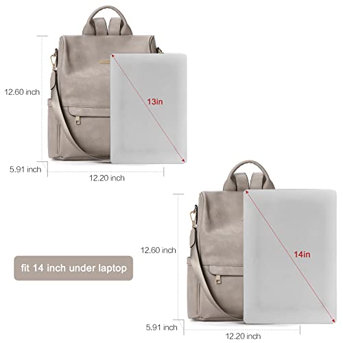 CLUCI Backpack Purse for Women Leather Fashion Large Designer Travel Bag Ladies Shoulder Bags Two-Toned Vintage Gray