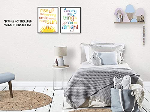 SEOLLX Watercolor Birds Inspirational Quote Art Print，Three little Birds Wall Art Set of 3（ 8 x10 ）Posters Don't Worry, Every Little Thing is Gonna be Alright,Motivational Typography Saying with Birds Canvas Wall Art Printing for Office Classroom Decor