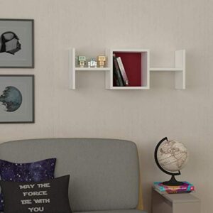 ada home decor windham modern white & burgundy wall shelf 11.61” h x 33.46” w x 7.87” d/wall storage/shelving unit