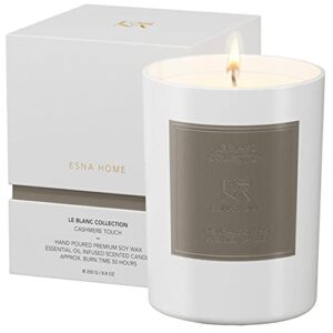 esna home leblanc cashmere touch luxury aromatherapy scented candles | essential oils all natural soy candles mother’s day ideas love | 8.8oz 50 hours clean burning | votive candle with premium box