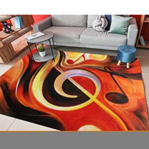 alaza art music note fire non slip area rug 5′ x 7′ for living dinning room bedroom kitchen hallway office modern home decorative
