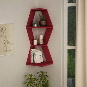 ada home decor caldwell modern burgundy wall shelf 33.86” h x 11.81” w x 11.81” d / wall storage / shelving unit